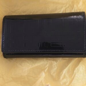 NWOT Burberry Black Leather Key holder/Bills/Cards! Use 4 tag/wristlet/Vintage!